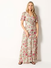 Long Tall Sally Natural Floral Satin Tea Maxi Dress - Image 1 of 5