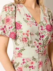 Long Tall Sally Natural Floral Satin Tea Maxi Dress - Image 4 of 5
