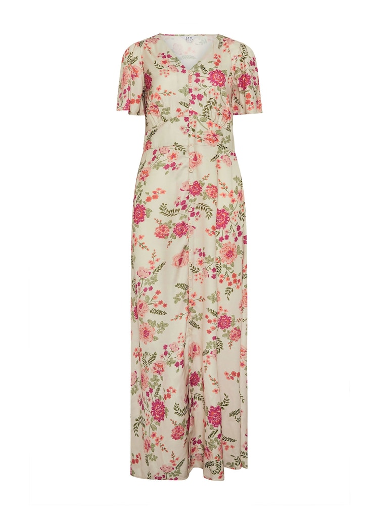 Long Tall Sally Natural Floral Satin Tea Maxi Dress - Image 5 of 5