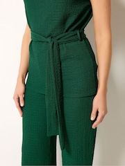 Long Tall Sally Green Sleeveless Textured Belted Top - Image 4 of 5