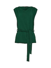 Long Tall Sally Green Sleeveless Textured Belted Top - Image 5 of 5