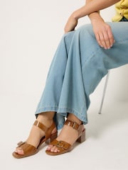 Long Tall Sally Brown Buckle Block Heels - Image 1 of 4