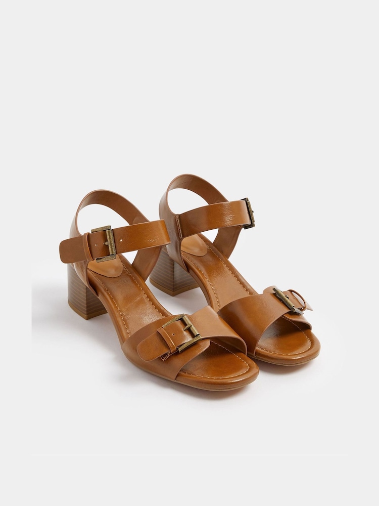 Long Tall Sally Brown Buckle Block Heels - Image 2 of 4 Long Tall Sally Brown Buckle Block Heels - Image 2 of 4