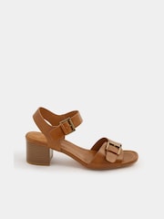 Long Tall Sally Brown Buckle Block Heels - Image 3 of 4