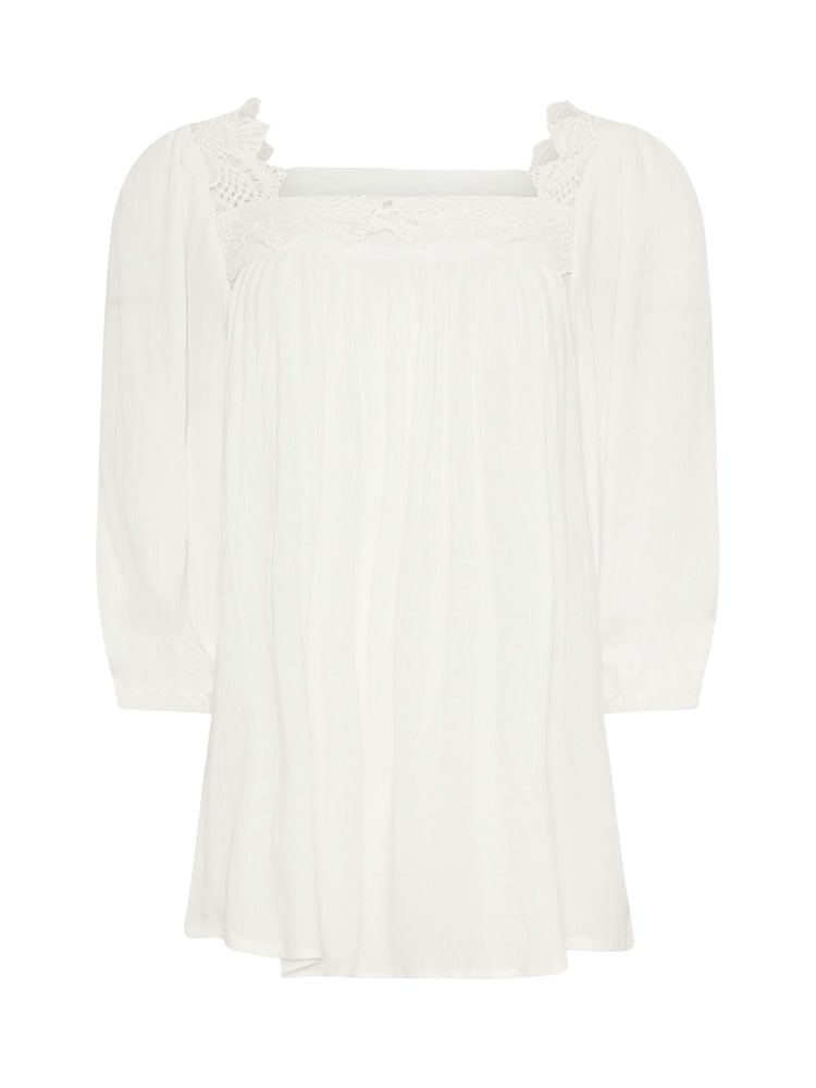 Long Tall Sally Cream Lace Square Neck Crinkle Top - Image 5 of 5 Long Tall Sally Cream Lace Square Neck Crinkle Top - Image 5 of 5
