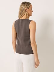 Long Tall Sally Brown Button Vest Top - Image 3 of 5