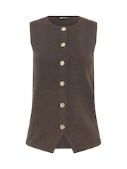 Long Tall Sally Brown Button Vest Top - Image 5 of 5