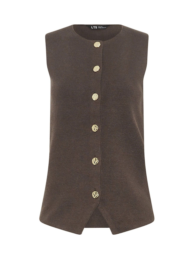 Long Tall Sally Brown Button Vest Top - Image 5 of 5