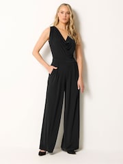 Long Tall Sally Black Cowl Neck ITY Sleeveless Jumpsuit - Image 1 of 5