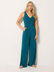 Long Tall Sally Blue V Neck Sleeveless Jumpsuit - Image 1 of 5