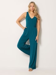 Long Tall Sally Blue V Neck Sleeveless Jumpsuit - Image 2 of 5