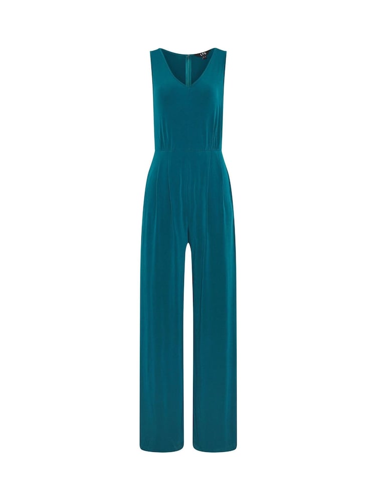 Long Tall Sally Blue V Neck Sleeveless Jumpsuit - Image 5 of 5 Long Tall Sally Blue V Neck Sleeveless Jumpsuit - Image 5 of 5
