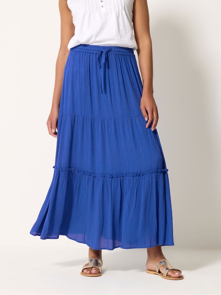 M&Co Blue Crinkle Maxi Skirt - Image 1 of 5