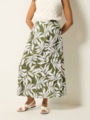 M&Co Green Leaf Printed Midi Skirt - Image 1 of 5