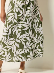 M&Co Green Leaf Printed Midi Skirt - Image 4 of 5