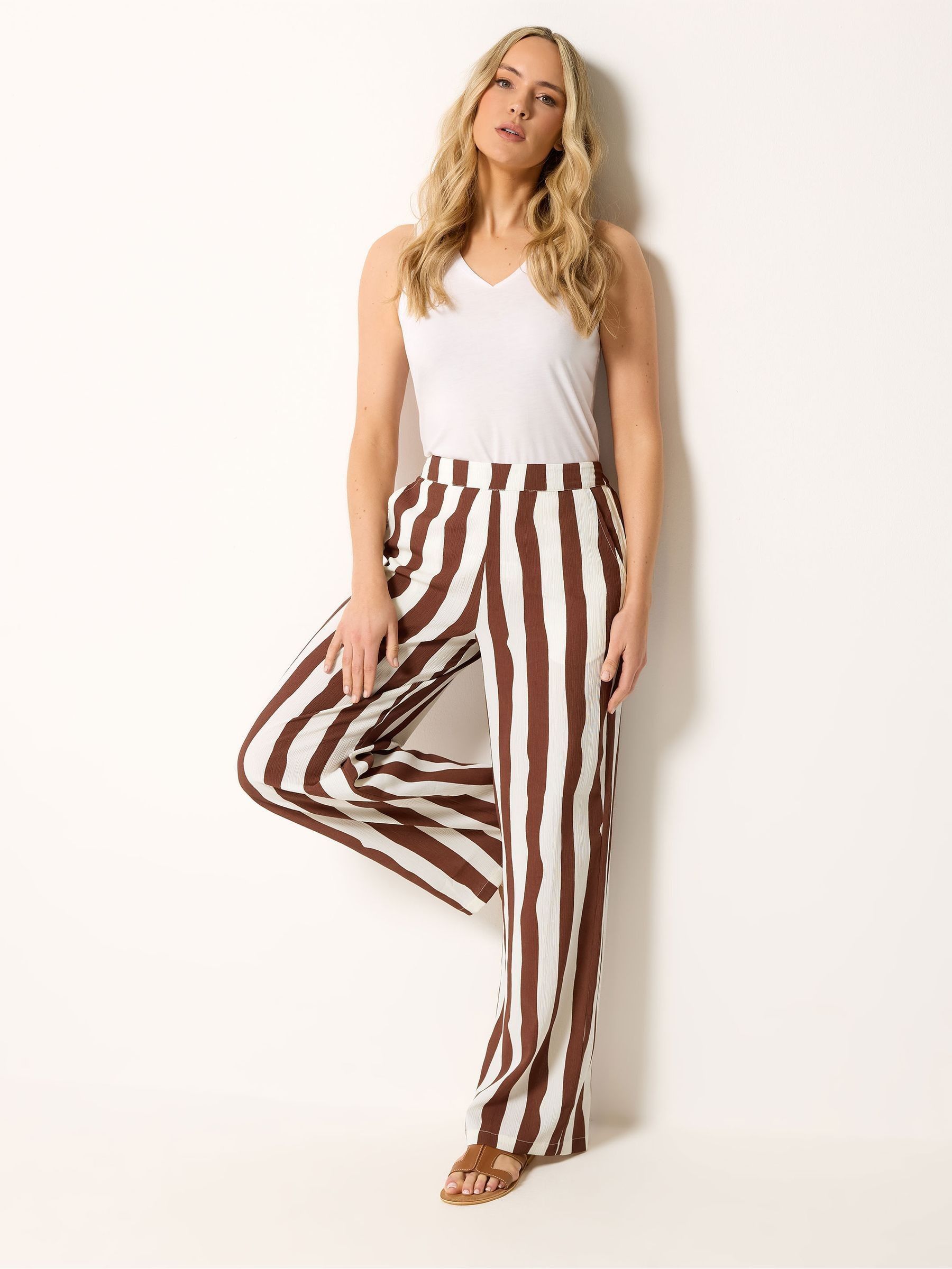 Long Tall Sally Women's Multicolor Tall Stripe Wide Leg Trousers | Size: 10L - Image 2