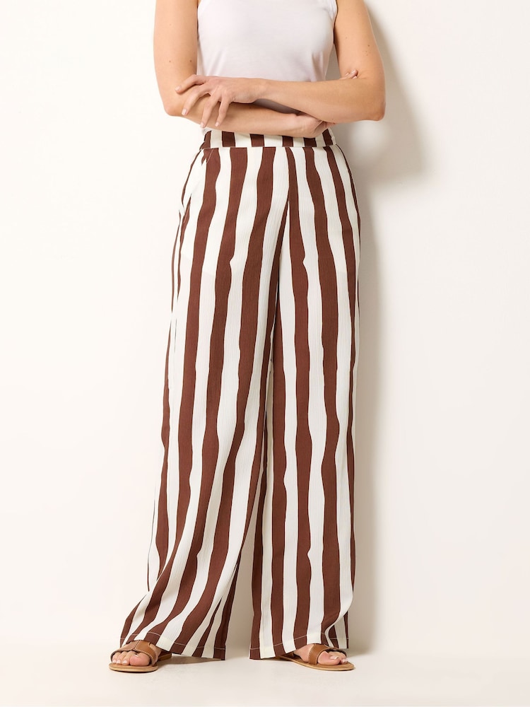 Long Tall Sally Cream Stripe Wide Leg Trousers - Image 2 of 5