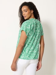 M&Co Green Floral Short Sleeve Blouse - Image 3 of 5