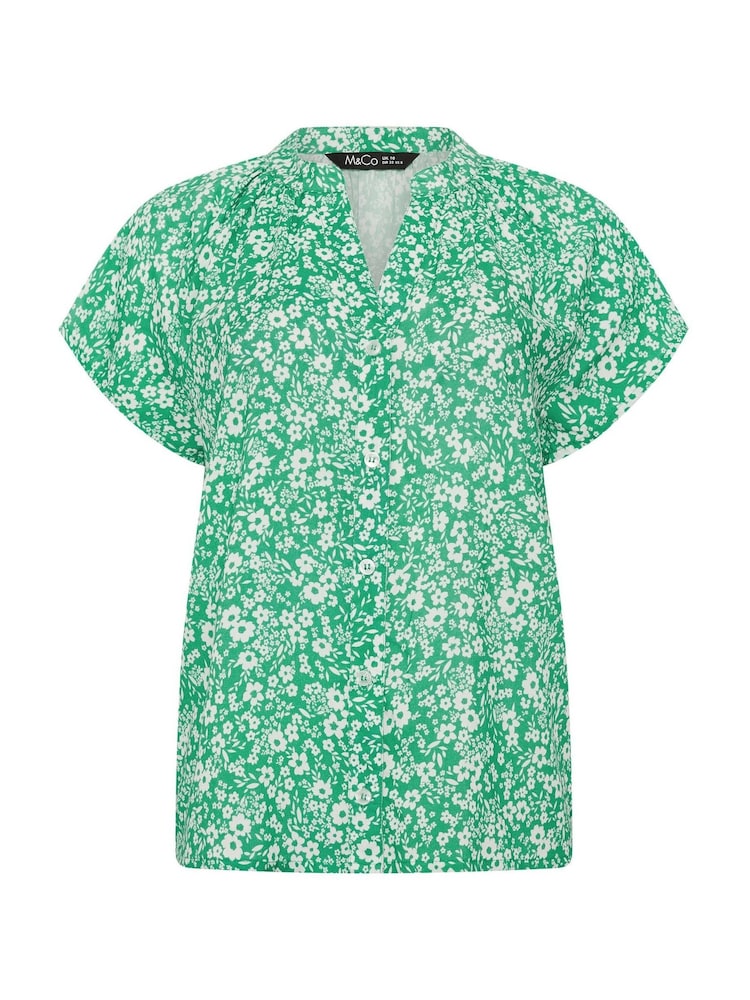M&Co Green Floral Short Sleeve Blouse - Image 5 of 5