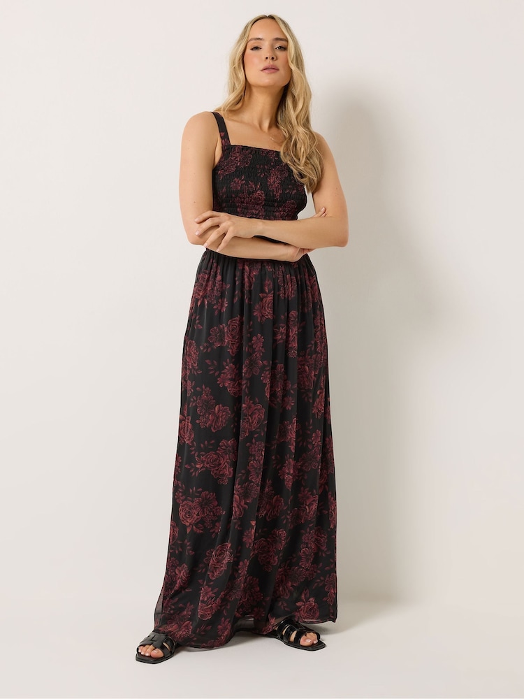Long Tall Sally Black Shirred Maxi Dress - Image 2 of 6