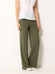 Long Tall Sally Green Textured Wide Leg Trousers - Image 2 of 5
