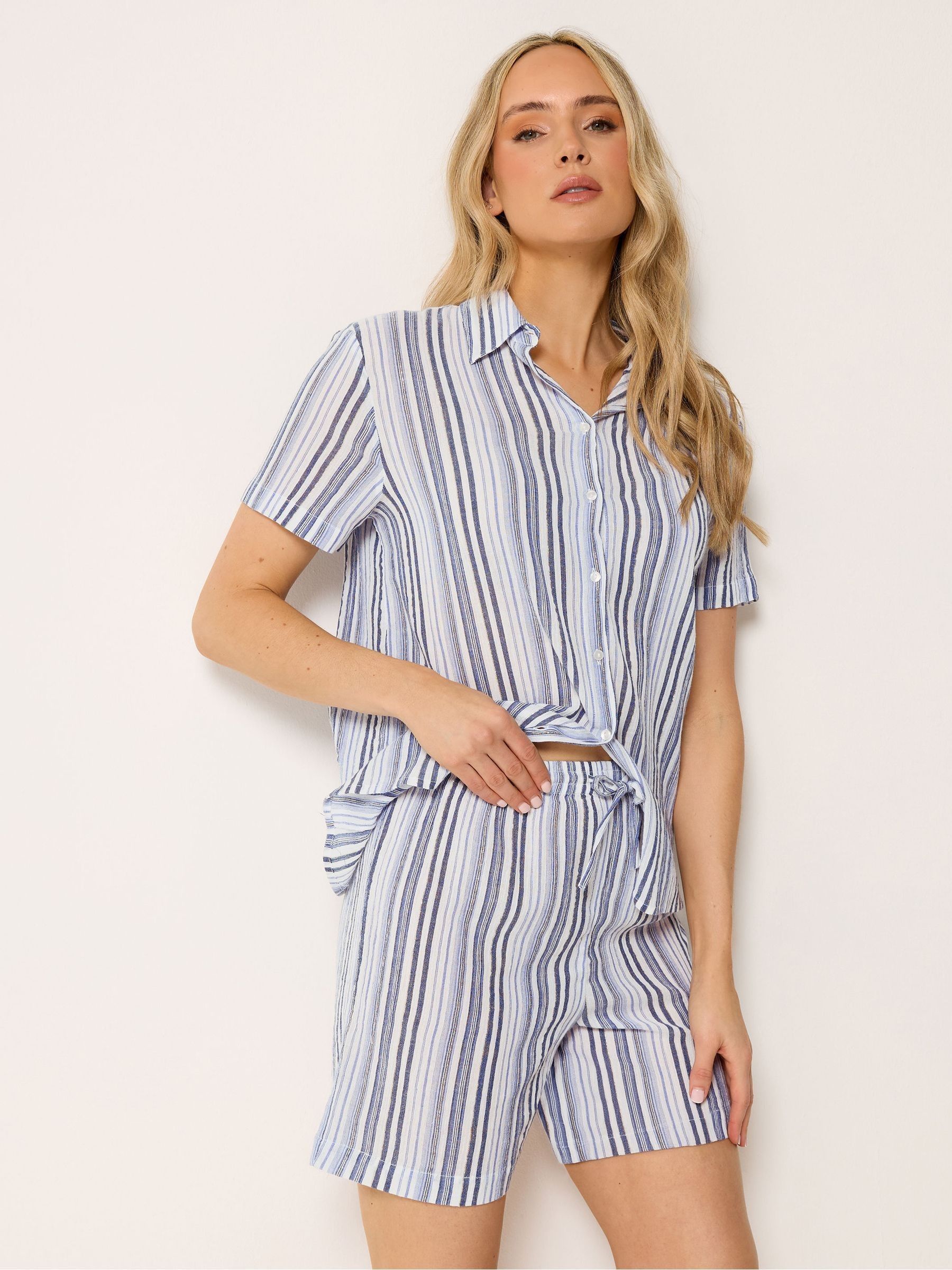 Long Tall Sally Women's White Stripe Shorts - Image 1