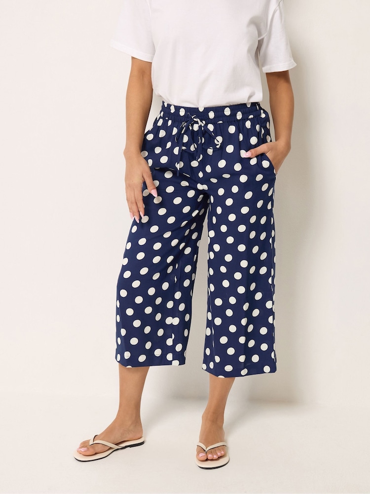 M&Co Blue Printed Cropped Trousers - Image 1 of 5 M&Co Blue Printed Cropped Trousers - Image 1 of 5
