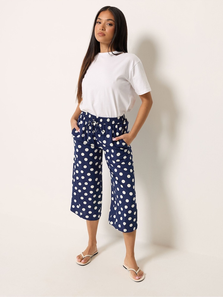 M&Co Blue Printed Cropped Trousers - Image 2 of 5 M&Co Blue Printed Cropped Trousers - Image 2 of 5