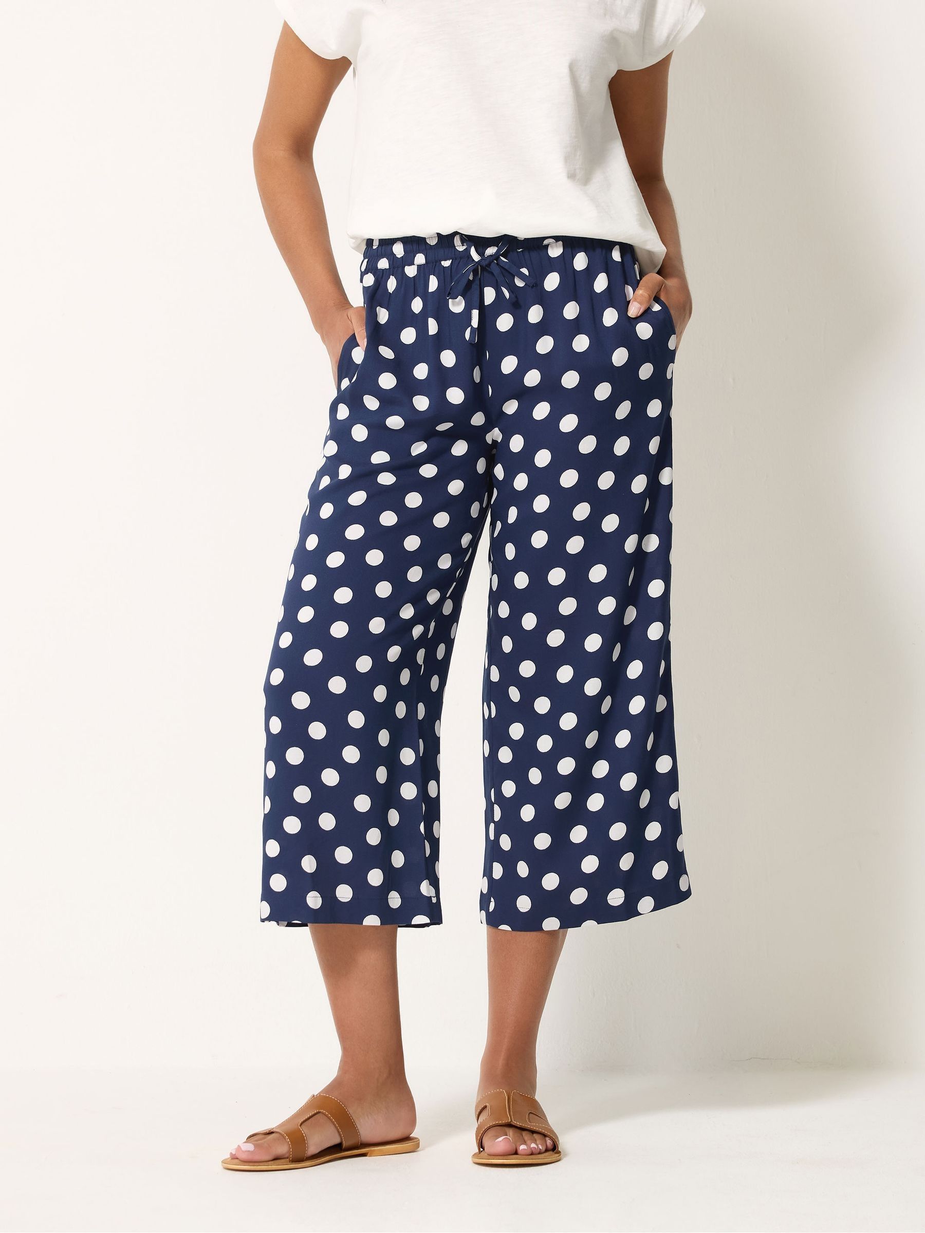 M & Co Women's Blue Printed Cropped Trousers