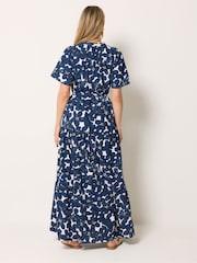 Long Tall Sally Blue Short Sleeve Tie Waist Maxi Dress - Image 3 of 5