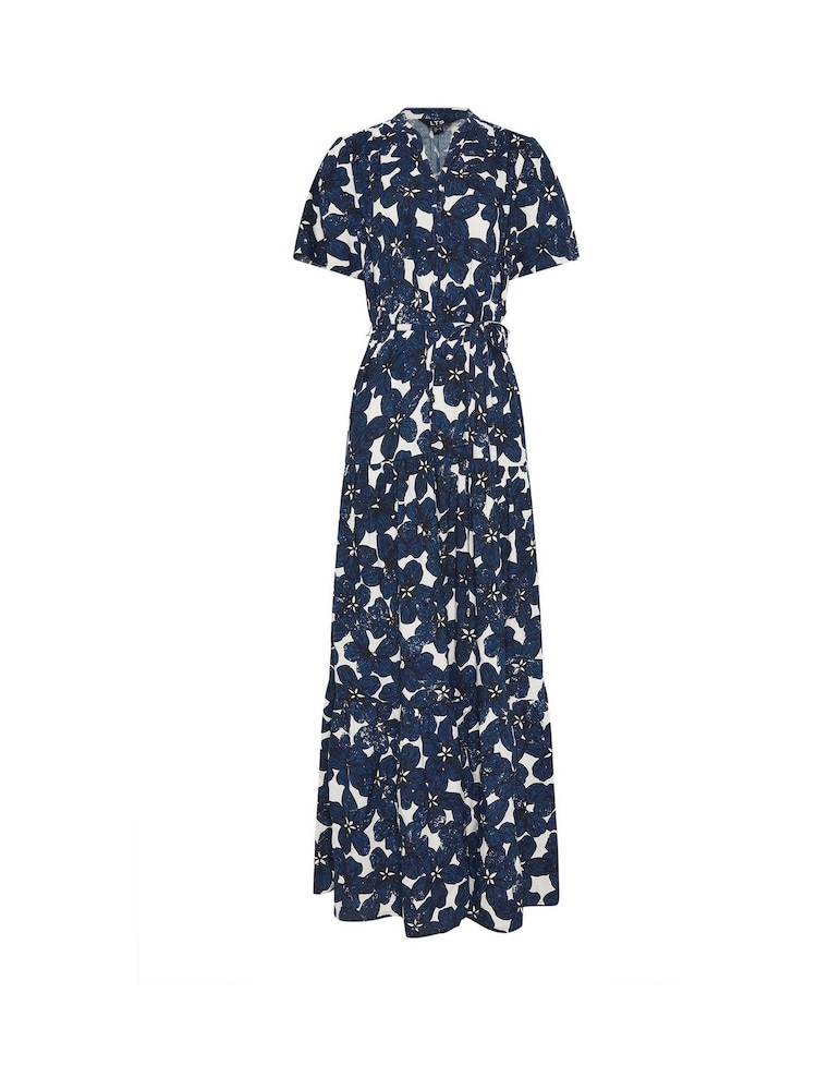 Long Tall Sally Blue Short Sleeve Tie Waist Maxi Dress - Image 5 of 5