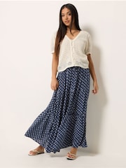 M&Co Blue Petite Dobby Maxi Skirt - Image 1 of 5