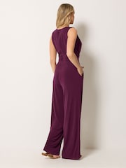 Long Tall Sally Purple Cowl Neck ITY Sleeveless Jumpsuit - Image 3 of 5