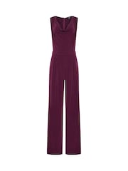 Long Tall Sally Purple Cowl Neck ITY Sleeveless Jumpsuit - Image 5 of 5