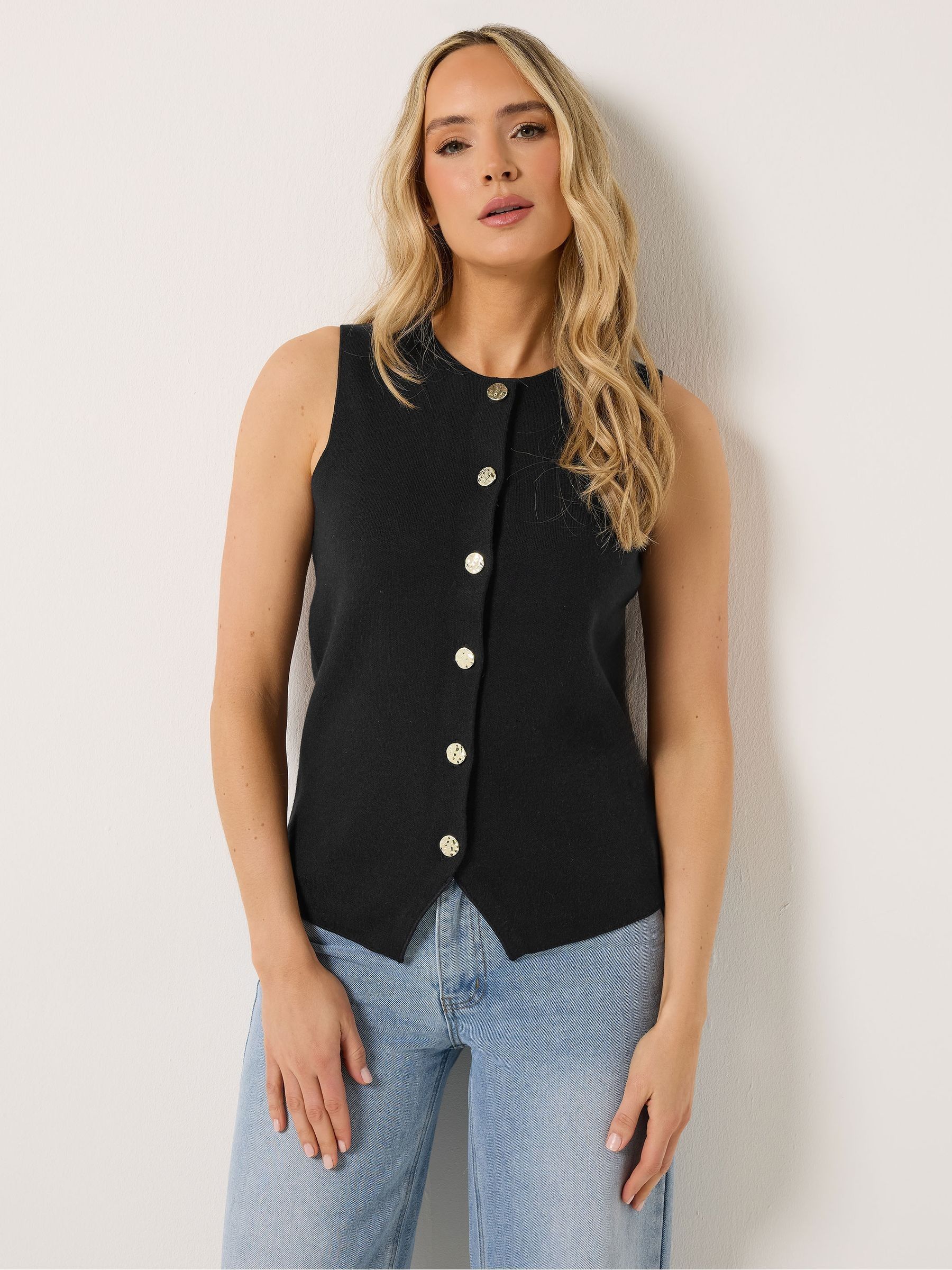 Long Tall Sally Women's Black Button Vest Top - Image 3