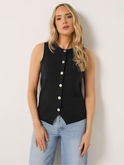 Long Tall Sally Black Button Vest Top - Image 3 of 5