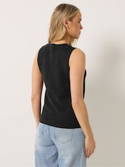 Long Tall Sally Black Button Vest Top - Image 4 of 5