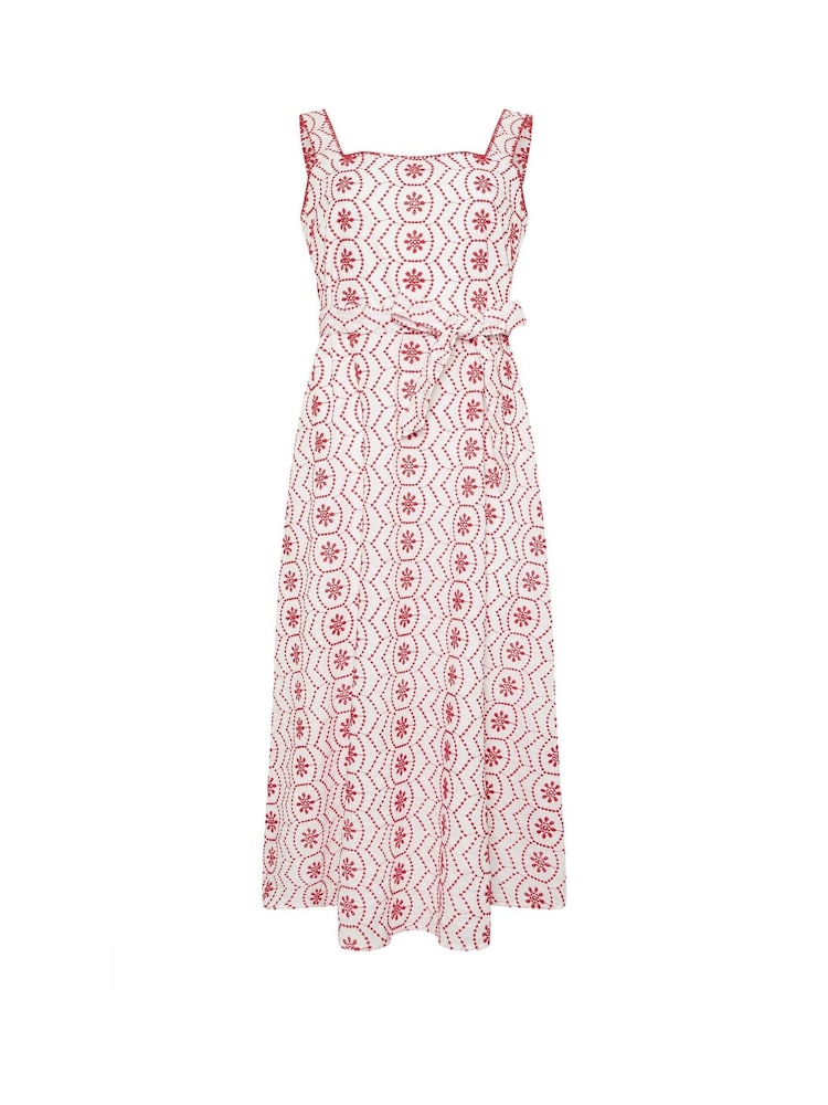 M&Co White Embroidered Tie Waist Dress - Image 3 of 3