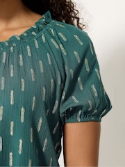 M&Co Green Short Sleeve Foil Boho Blouse - Image 4 of 5