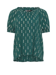 M&Co Green Short Sleeve Foil Boho Blouse - Image 5 of 5