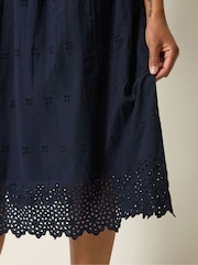 M&Co Blue Sleeveless Jersey Broderie Dress - Image 4 of 5