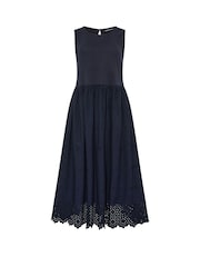 M&Co Blue Sleeveless Jersey Broderie Dress - Image 5 of 5