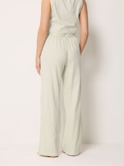 Long Tall Sally White Pinstripe Linen Blend Wide Leg Trousers - Image 4 of 7