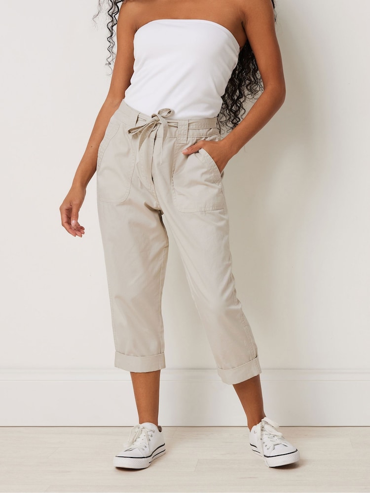 M&Co Natural Cool Cotton Poplin Cropped Trousers - Image 1 of 4