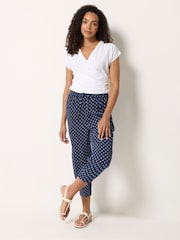 M&Co Blue Dobby Wide Leg Cropped Trousers - Image 2 of 5