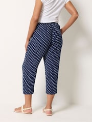 M&Co Blue Dobby Wide Leg Cropped Trousers - Image 3 of 5