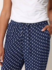 M&Co Blue Dobby Wide Leg Cropped Trousers - Image 4 of 5