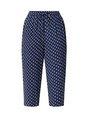 M&Co Blue Dobby Wide Leg Cropped Trousers - Image 5 of 5