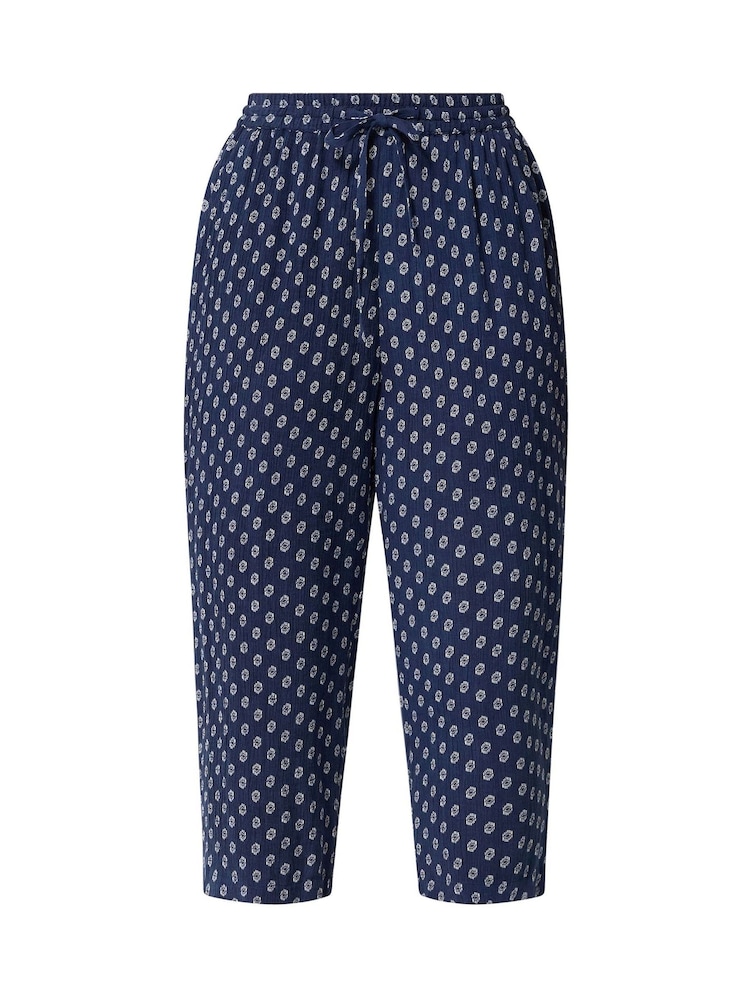 M&Co Blue Dobby Wide Leg Cropped Trousers - Image 5 of 5