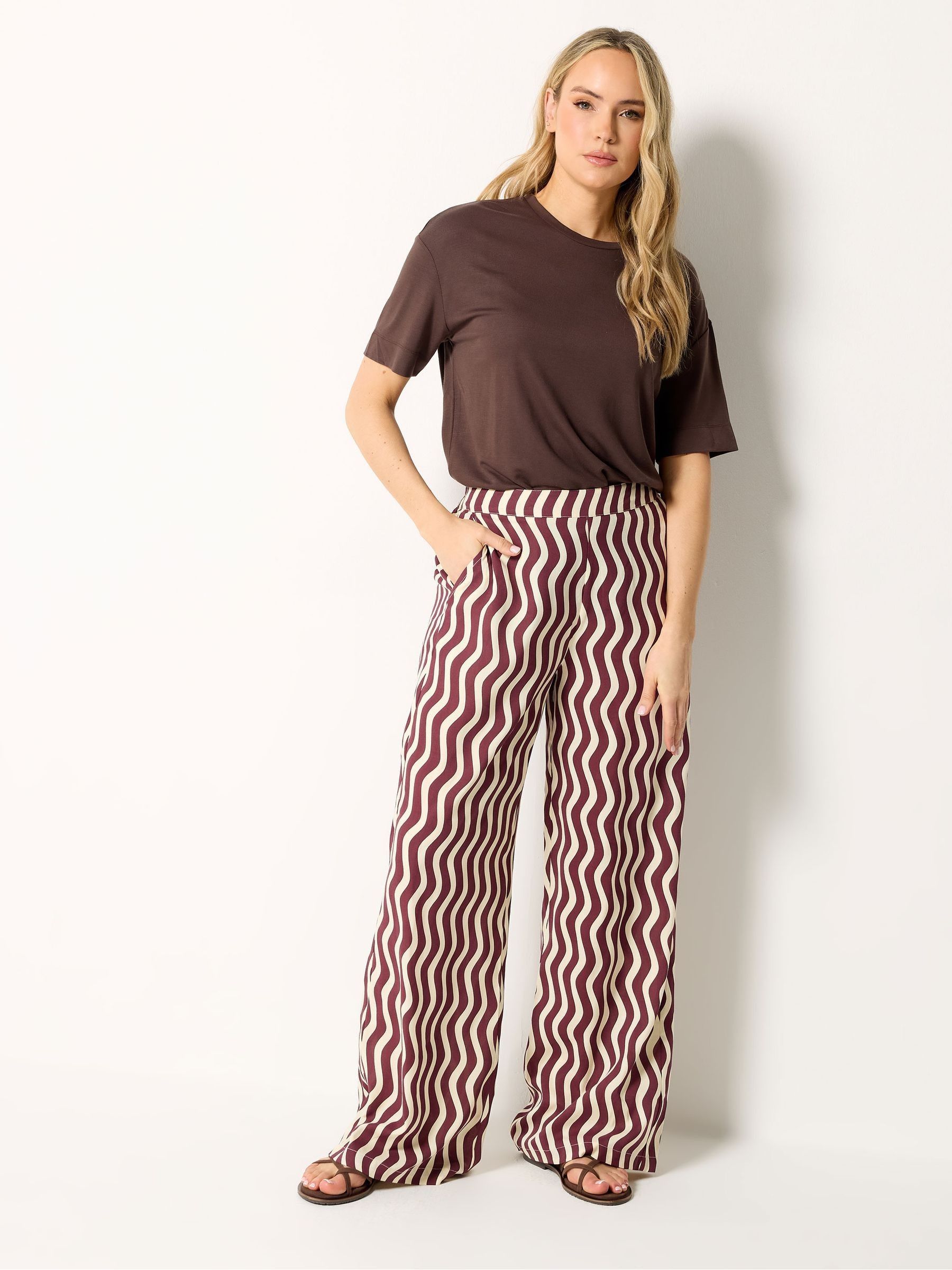Long Tall Sally Women's Burgundy Tall Printed Wide Leg Trousers In Large - Image 2